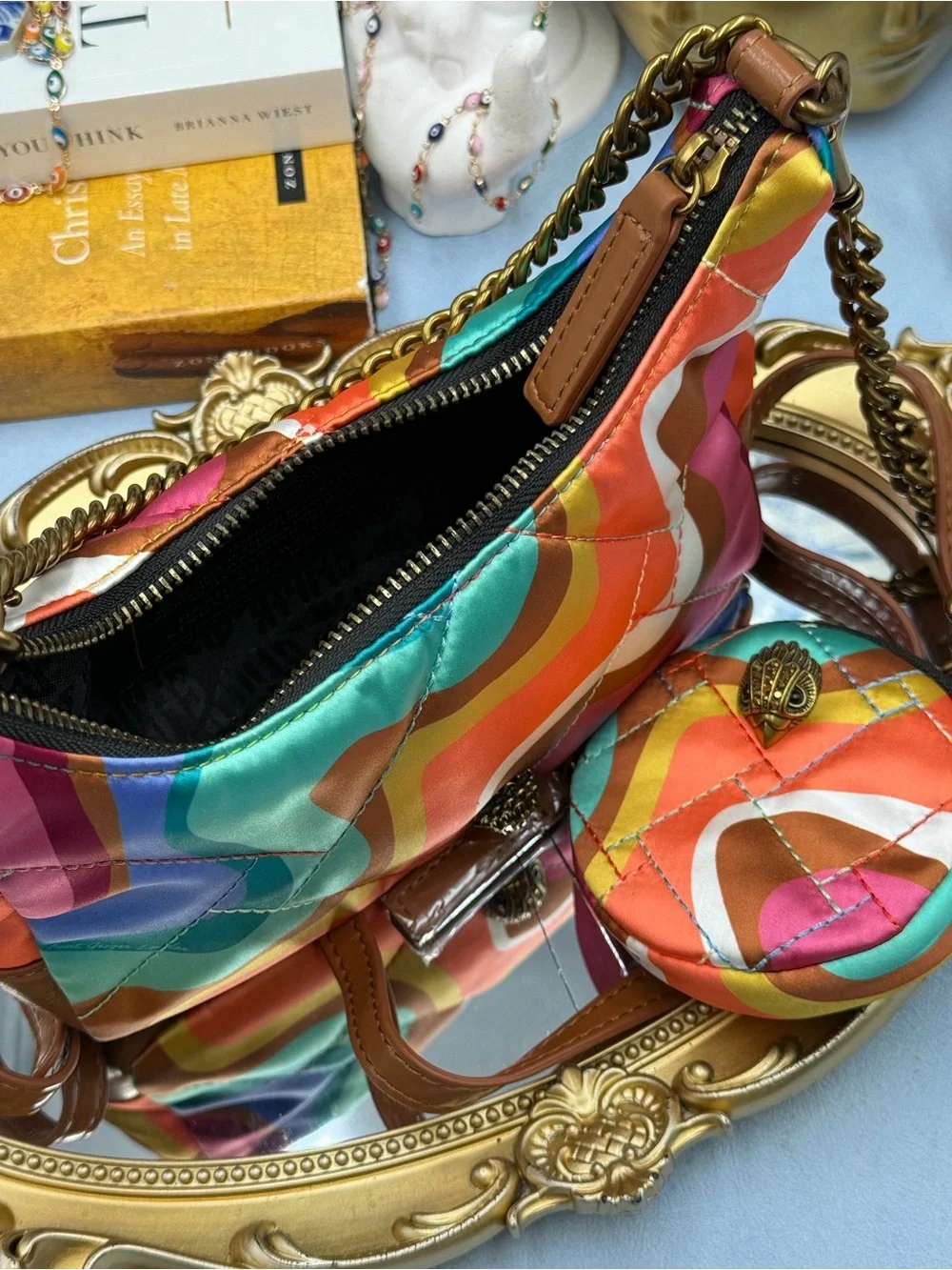 🆕 KURT GEIGER LONDON 🧿 NWOT Recycled Nylon Multi Mini Crossbody, Rainbow Swirl